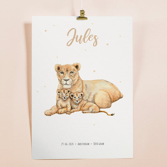 Lioness Birth Poster - Personalized - A3