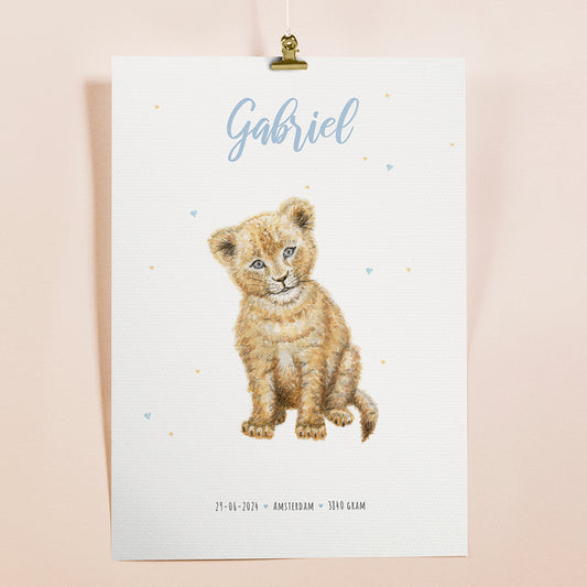 Birth poster lion - personalized - A3