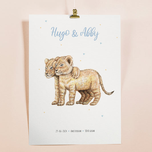 Lion birth poster - personalized - A3