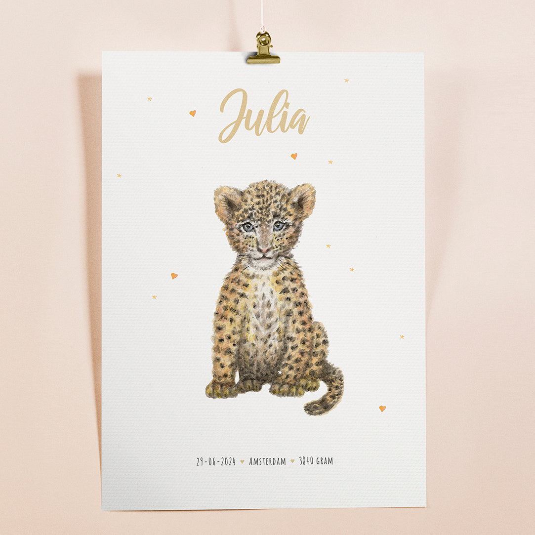 Leopard Birth Poster - Personalized - A3