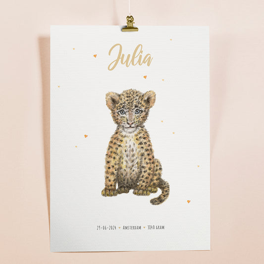 Leopard Birth Poster - Personalized - A3