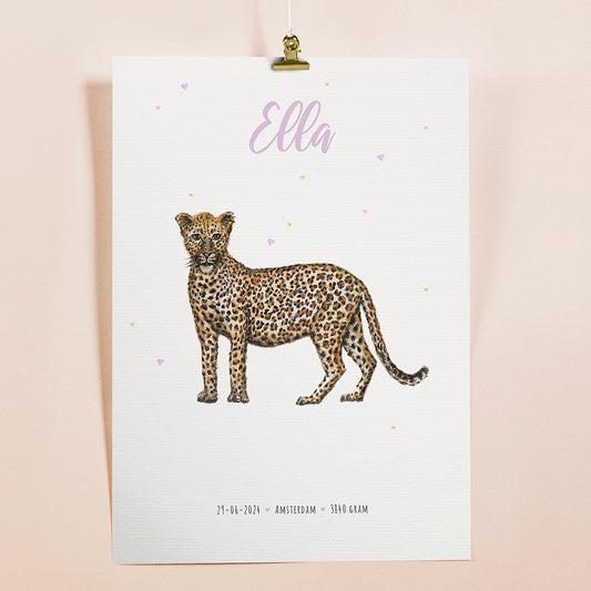 Leopard birth poster - personalized - A3