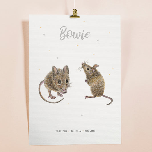 Birth poster mice - personalized - A3