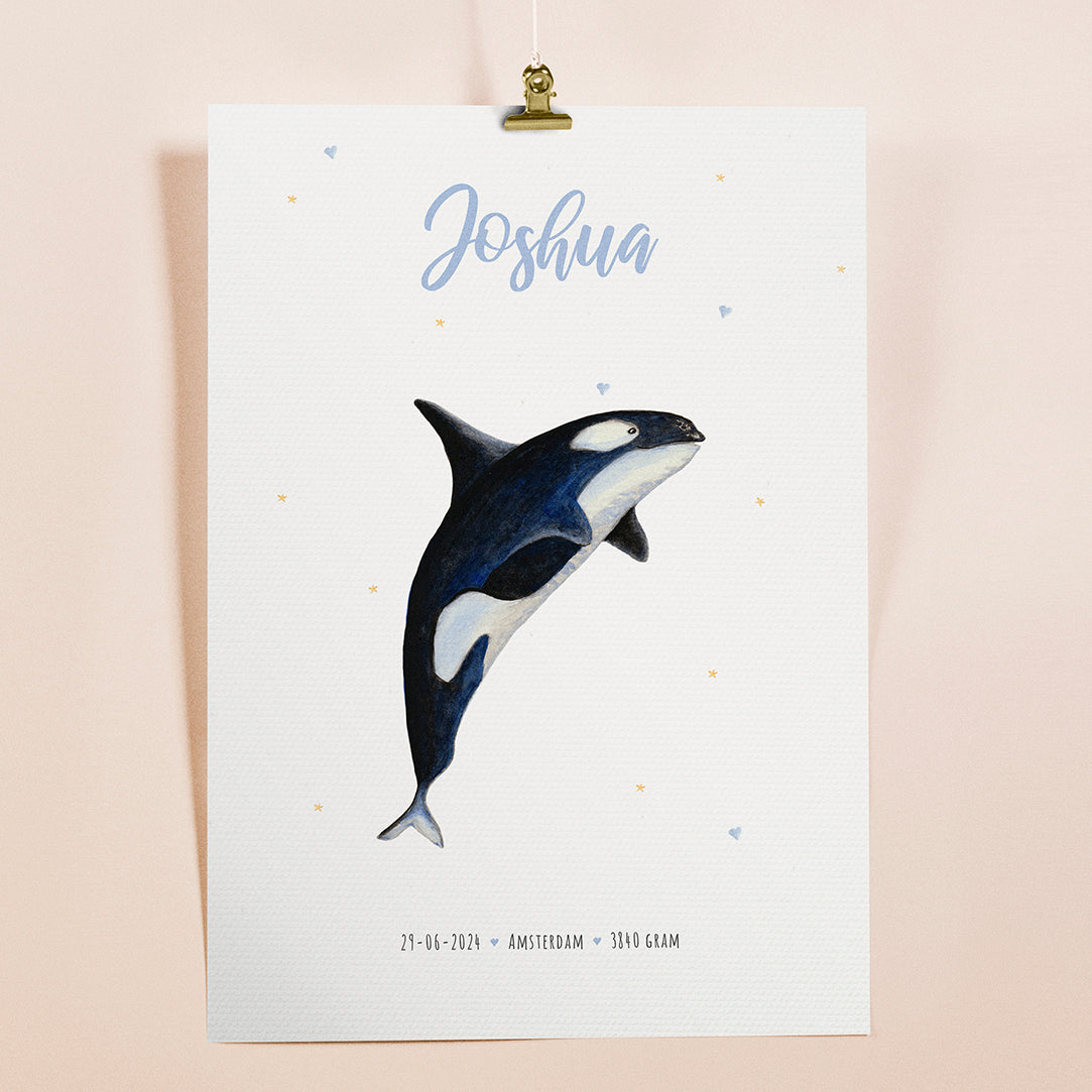 Birth poster orca - personalized - A3