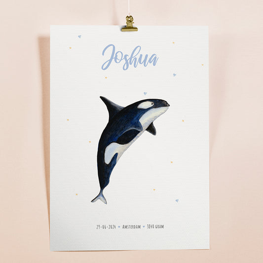 Birth poster orca - personalized - A3