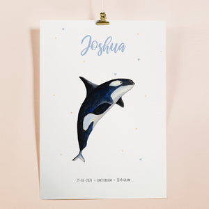 Geboorteposter orka - gepersonaliseerd - A3