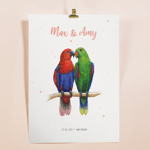 Poster 2 papegaaien - Art print