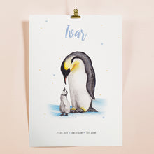 Afbeelding in Gallery-weergave laden, Geboorteposter pinguïns - gepersonaliseerd - A3
