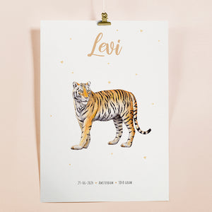 Birth poster tiger - personalised - A3