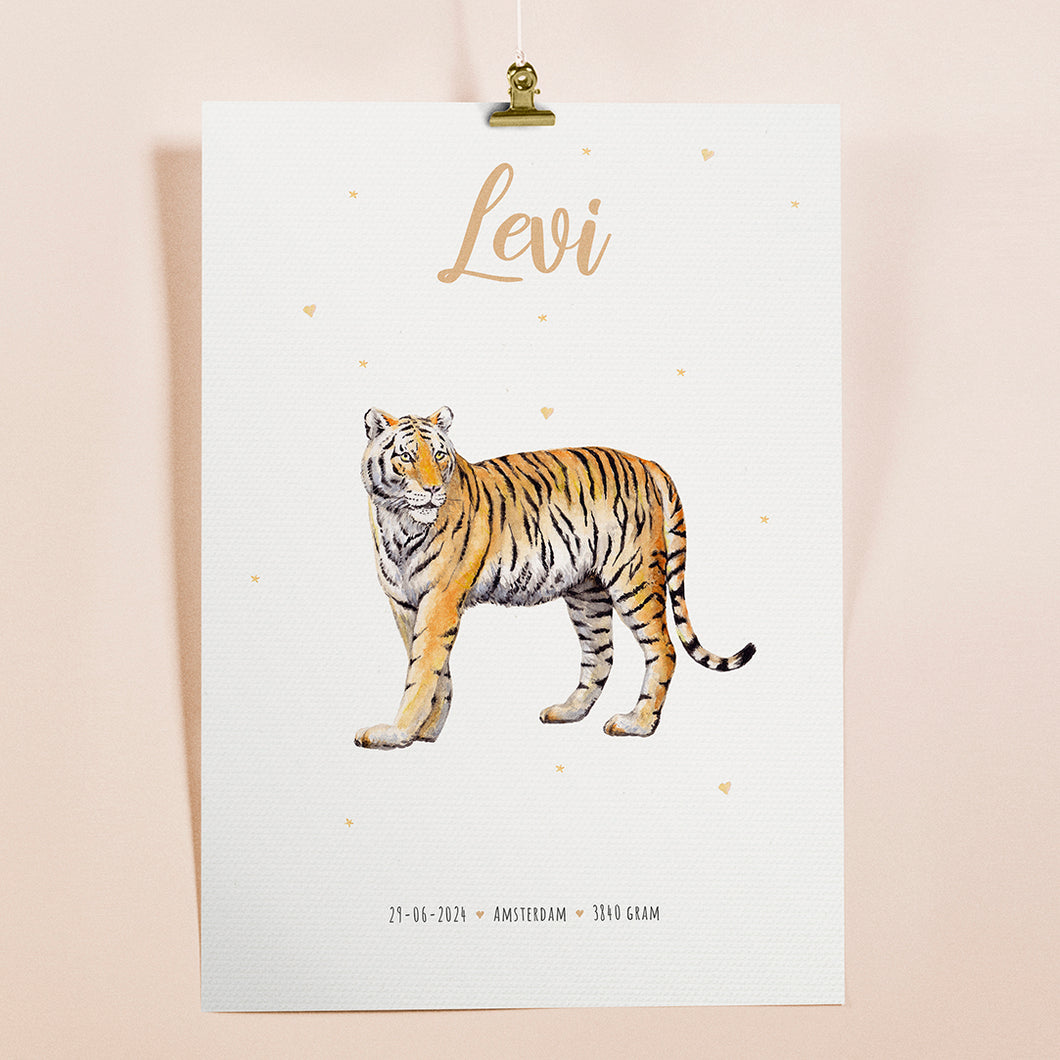 Birth poster tiger - personalised - A3