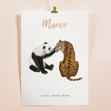 Afbeelding in Gallery-weergave laden, Geboorteposter tijger panda - gepersonaliseerd - A3
