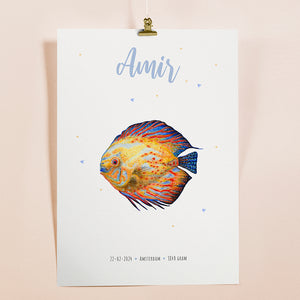Poster tropical fish blue and yellow