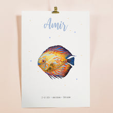 Load image into Gallery viewer, Birth poster fish - personalised - A3
