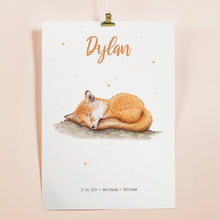 Load image into Gallery viewer, Birth poster little fox - personalised - A3
