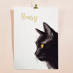 Poster zwarte kat - Art print