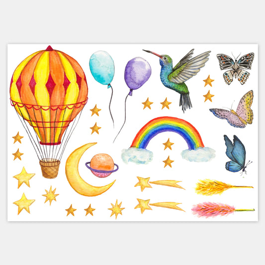Muurstickers decoratieset - Droomwereld - 42x29,7 cm