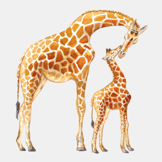 Muursticker giraf mama en baby - 60x70 cm