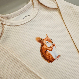 Baby romper eekhoorn - vanille longsleeve