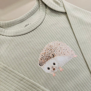 Baby romper egel - sage longsleeve