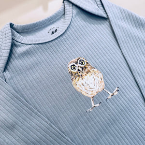 Baby romper uiltje - soft blue longsleeve