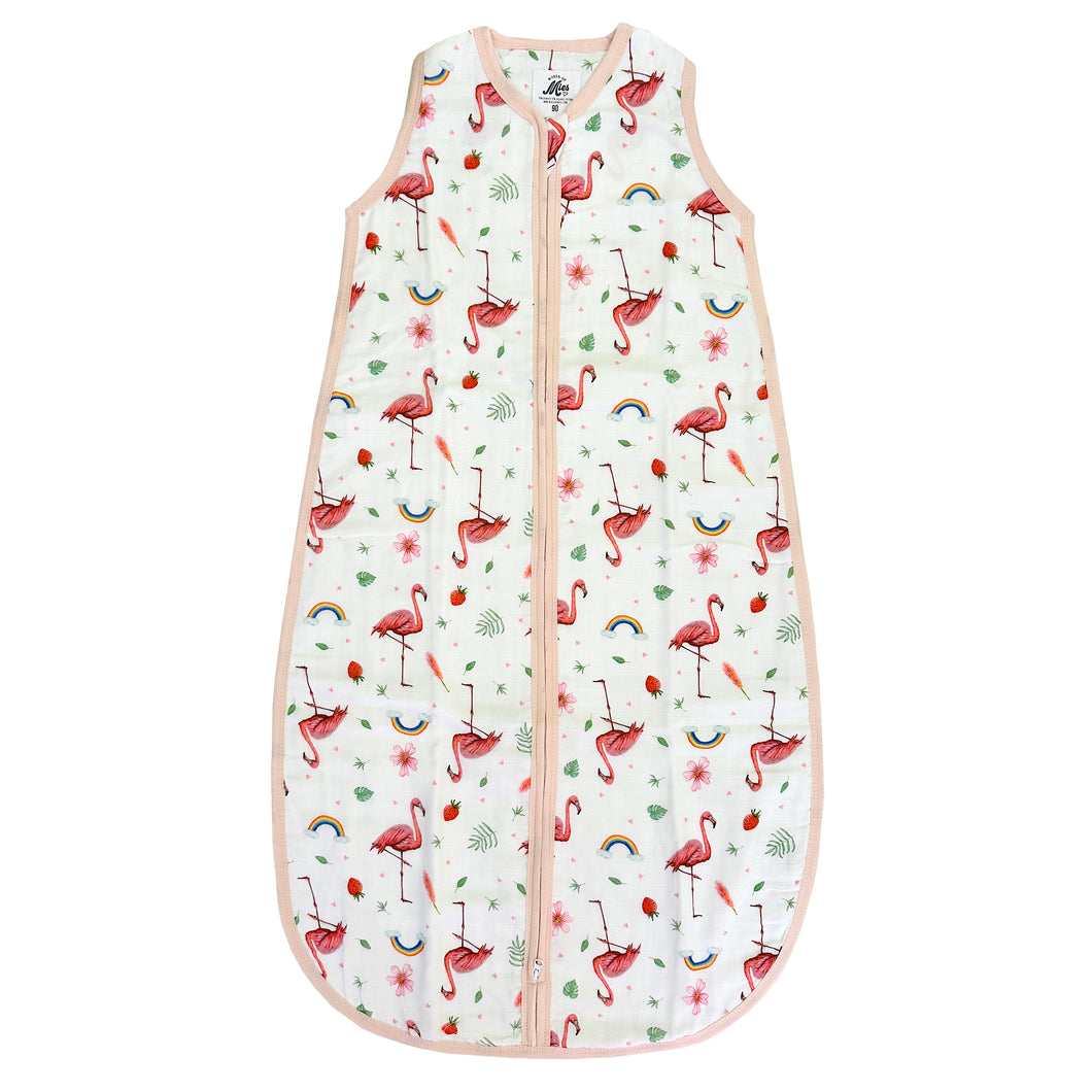 Zomer baby slaapzak hydrofiel flamingo