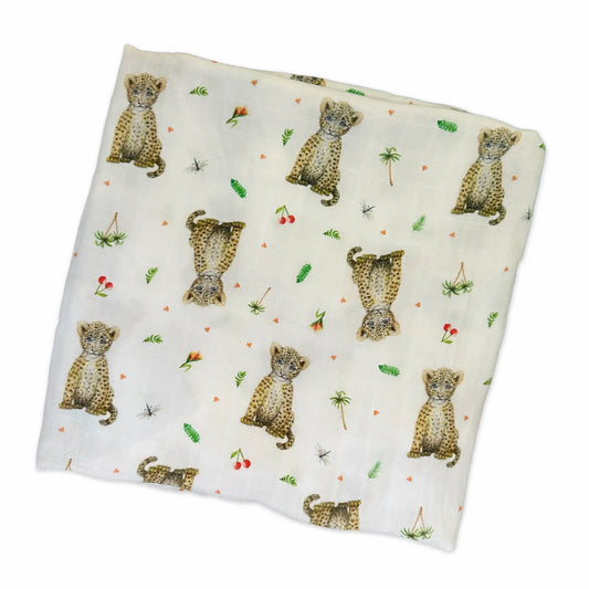 XL hydrofiele doek luipaardje 120 cm – extra zacht biologisch textiel – must-have voor baby's