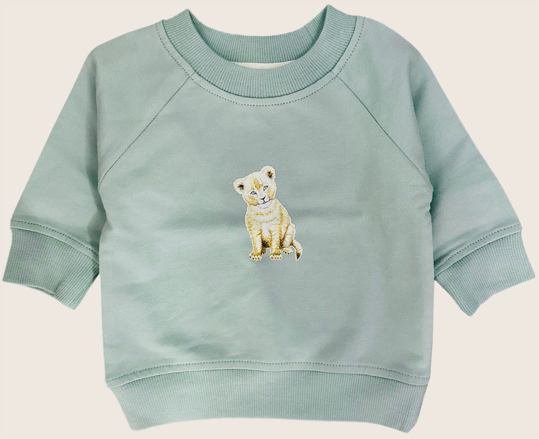 Baby sweater leeuwtje sky blue