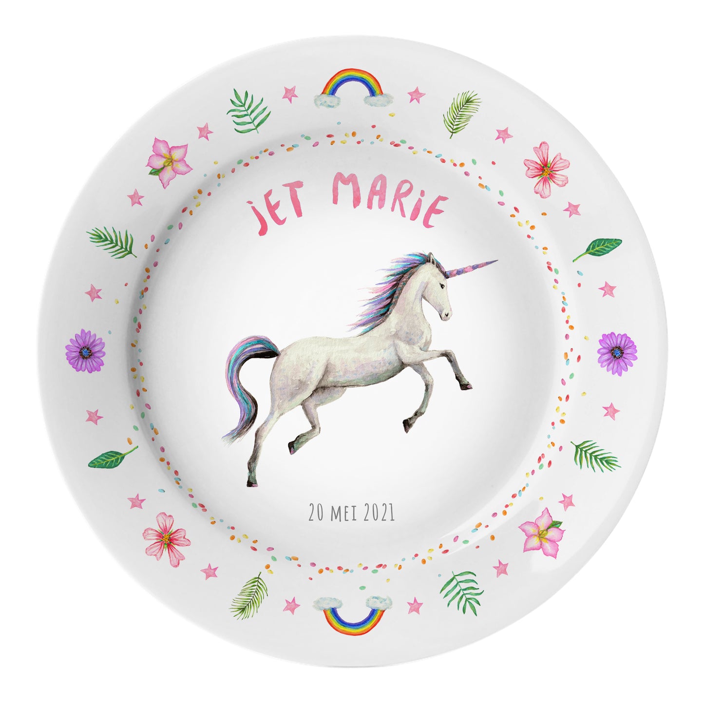 Kinderteller Einhorn mit Namen