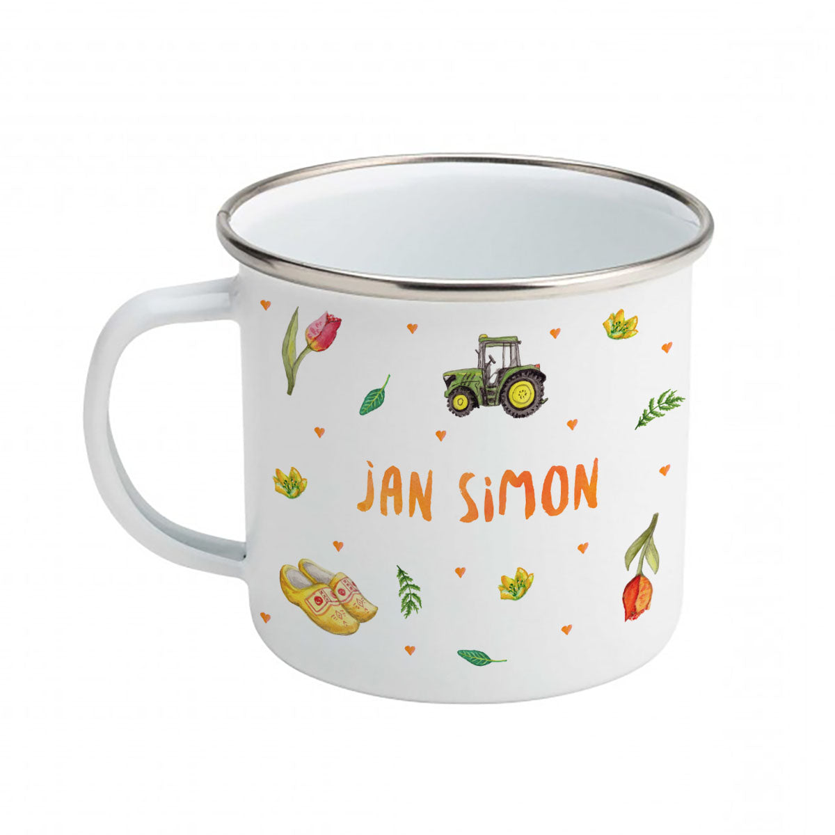 Enamel mug calf and farm custom with name