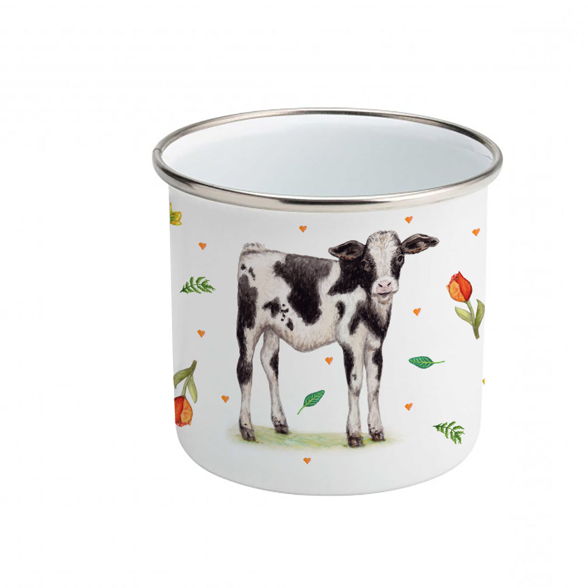 Enamel mug calf and farm custom with name