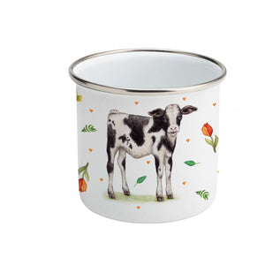 Enamel mug calf and farm custom with name