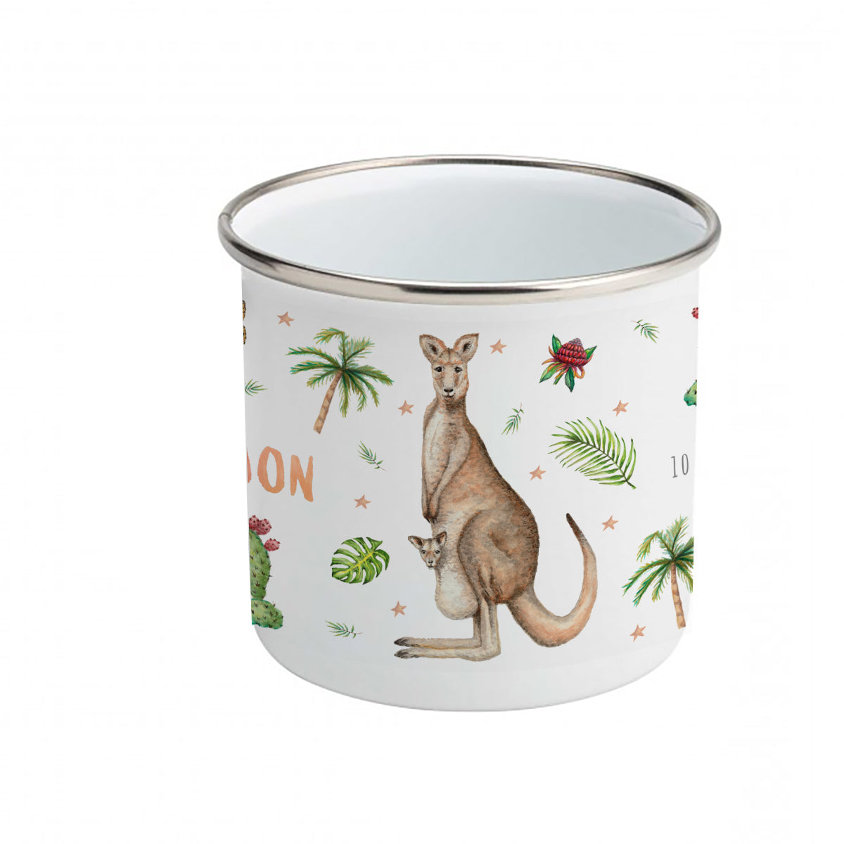 Enamel mug monkey and parrots custom with name