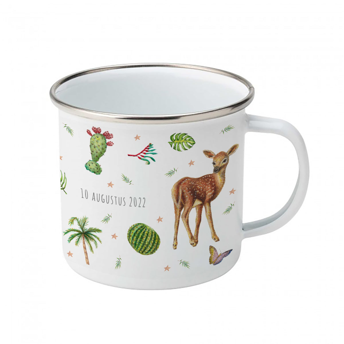 Enamel mug monkey and parrots custom with name