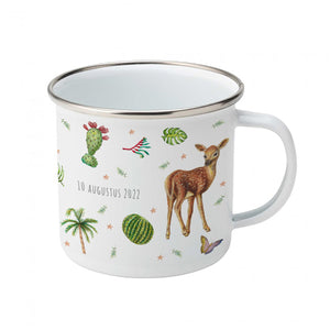 Emaille-Tasse Affe Papageien mit Namen