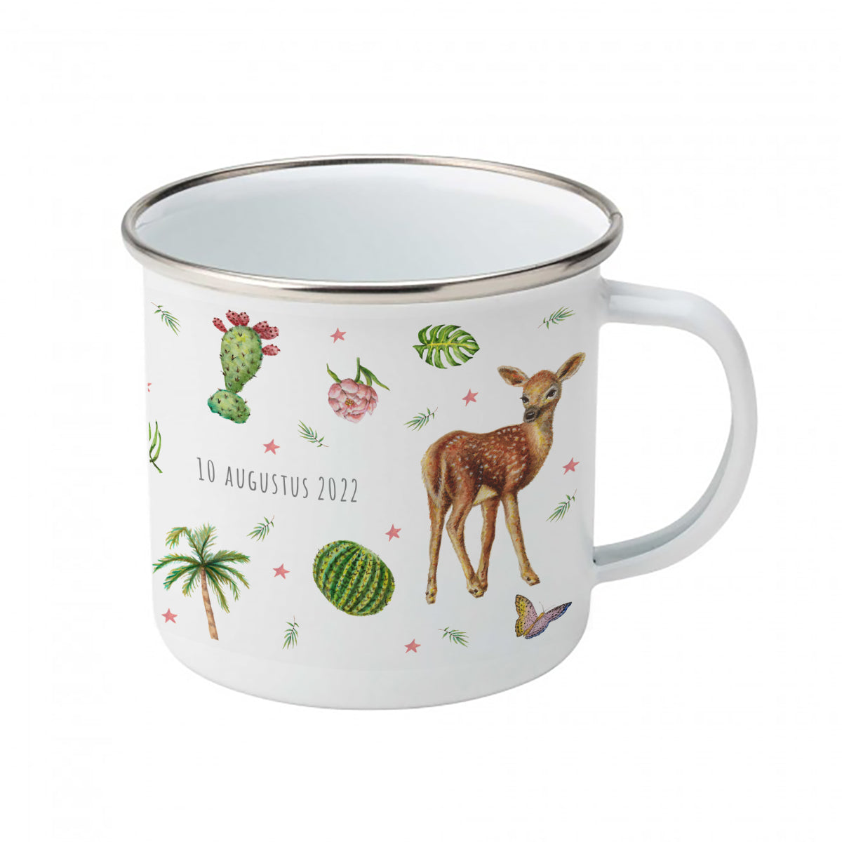 Enamel mug monkey and parrots custom with name