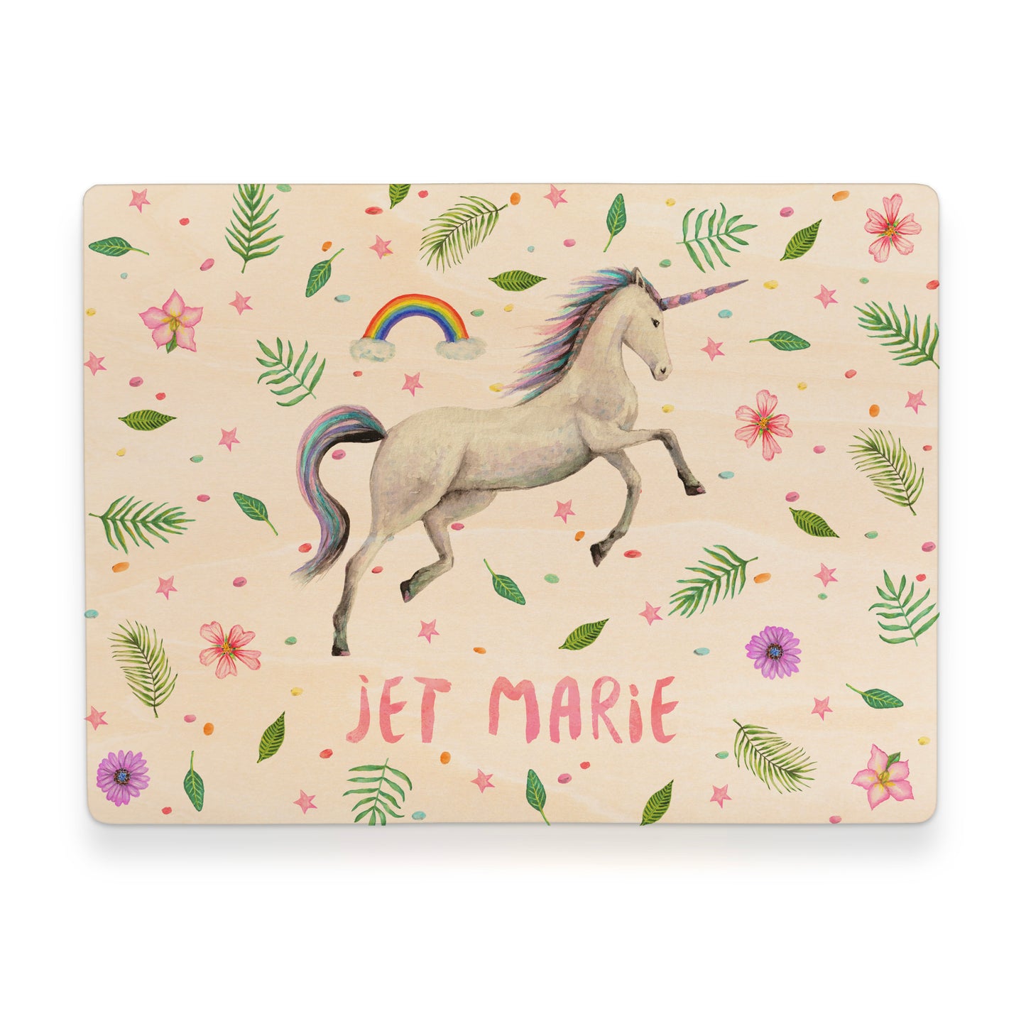 Memorybox met naam kraamcadeau speelgoedkist herinneringskist houten kist opberger kinderkamer kinderkamerinspiratie mies to go handgeschilderd dieren in aquarel baby meisje unicorn eenhoorn