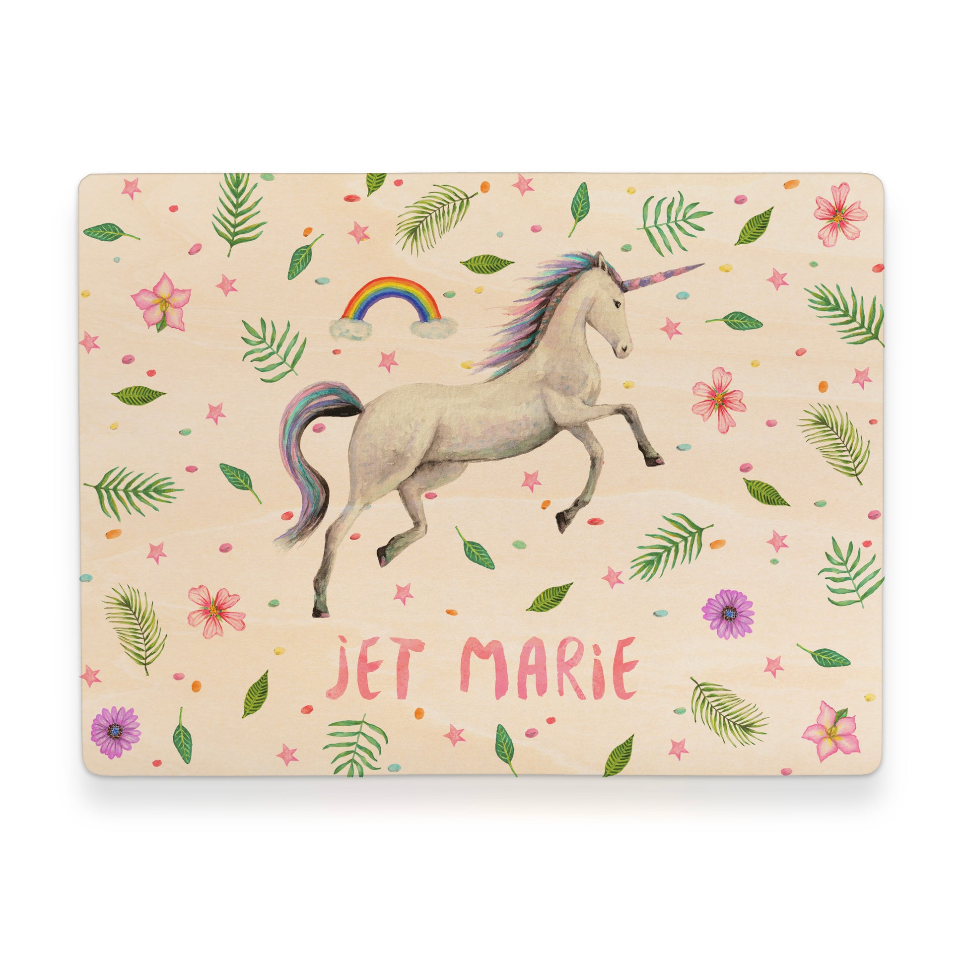 Memorybox met naam kraamcadeau speelgoedkist herinneringskist houten kist opberger kinderkamer kinderkamerinspiratie mies to go handgeschilderd dieren in aquarel baby meisje unicorn eenhoorn