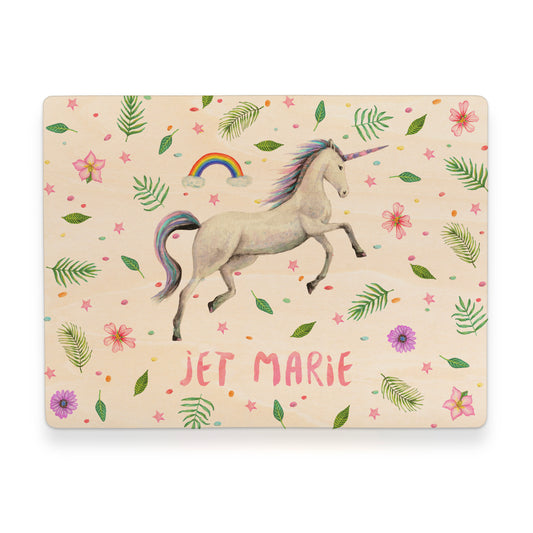 Memorybox met naam kraamcadeau speelgoedkist herinneringskist houten kist opberger kinderkamer kinderkamerinspiratie mies to go handgeschilderd dieren in aquarel baby meisje unicorn eenhoorn