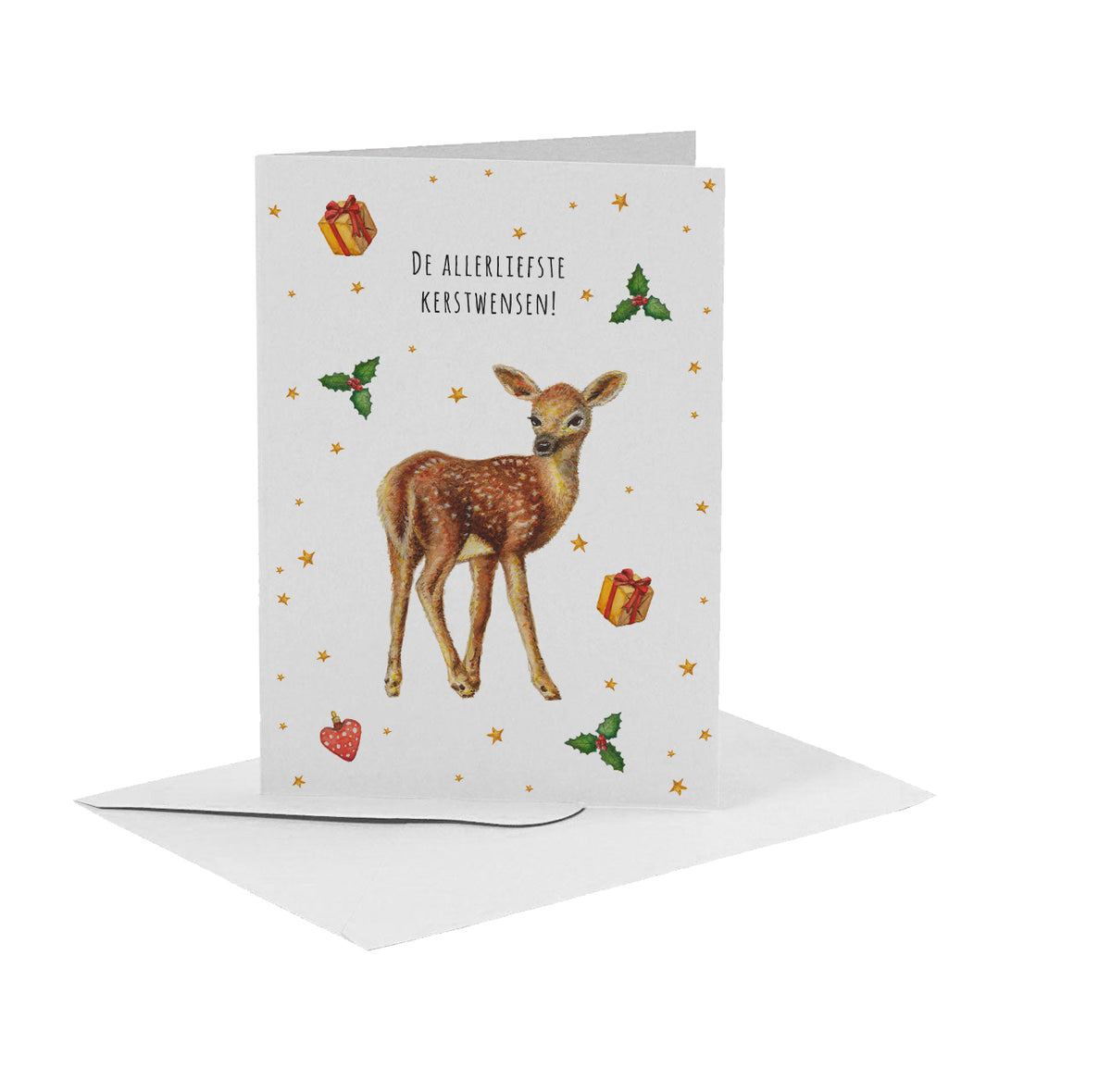 vrolijke kerstkaart met hertje