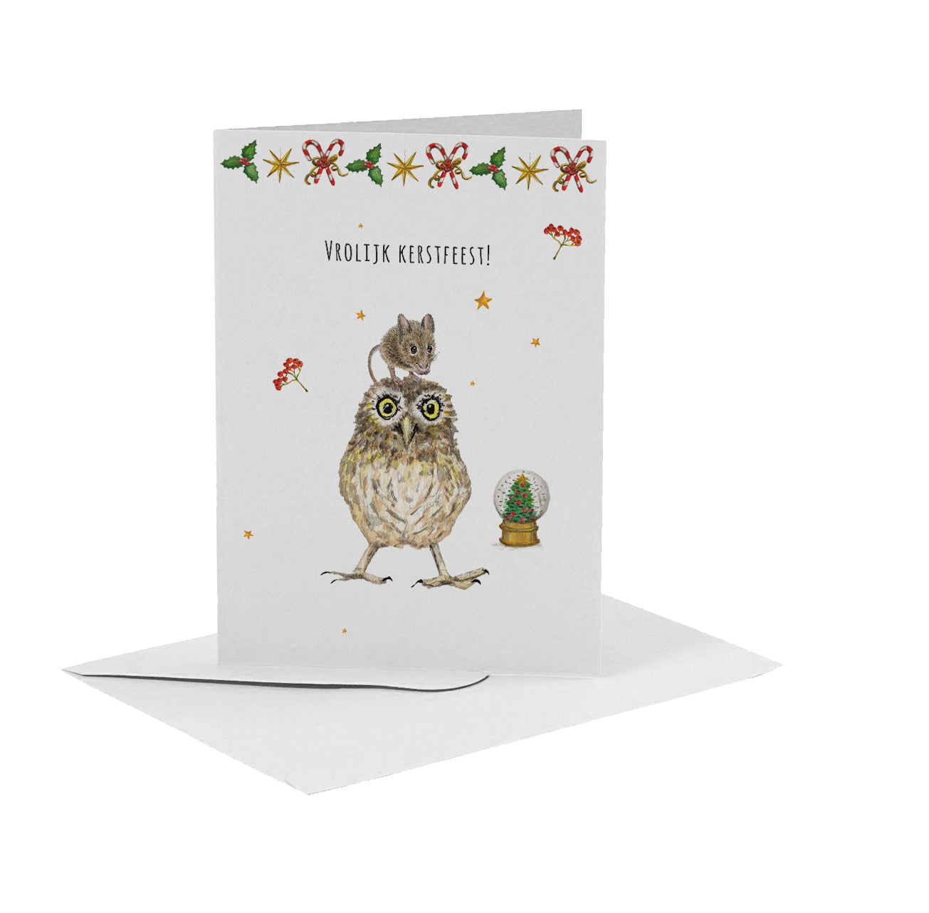 vrolijke kerstkaart met uil