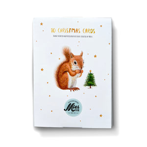 kerstkaarten Mies to Go christmas cards handgeschilderd dieren kerstmis kaartje ansichtkaart postcard greeting card feestdagen nieuwjaarskaart