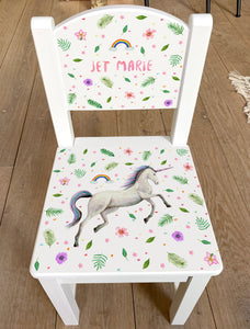 Childrens chair unicorn with name