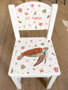 Childrens chair sea turtle with name 