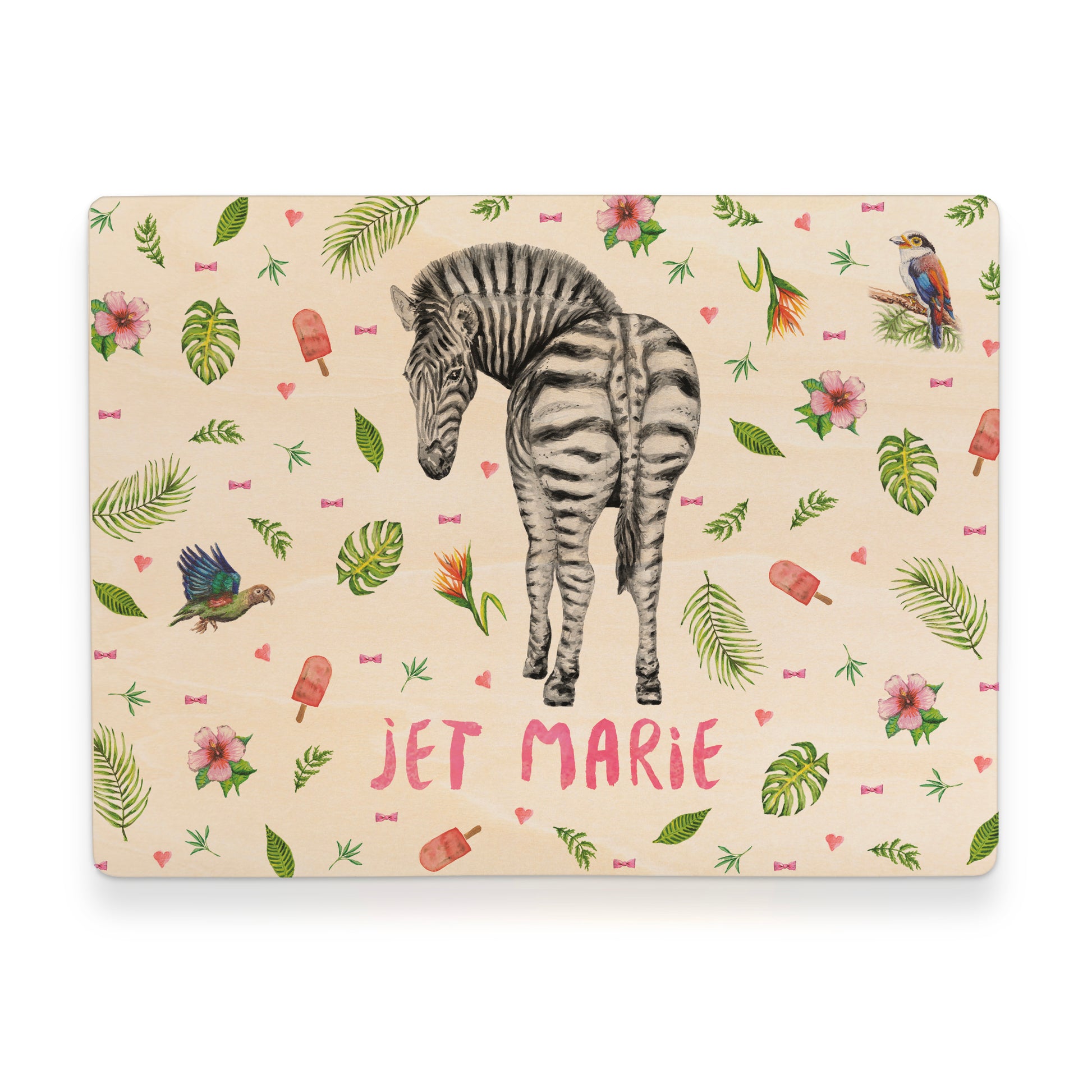 Memorybox kraamcadeau speelgoedkist herinneringskist houten kist opberger kinderkamer kinderkamerinspiratie mies to go handgeschilderd dieren in aquarel zebra meisje baby