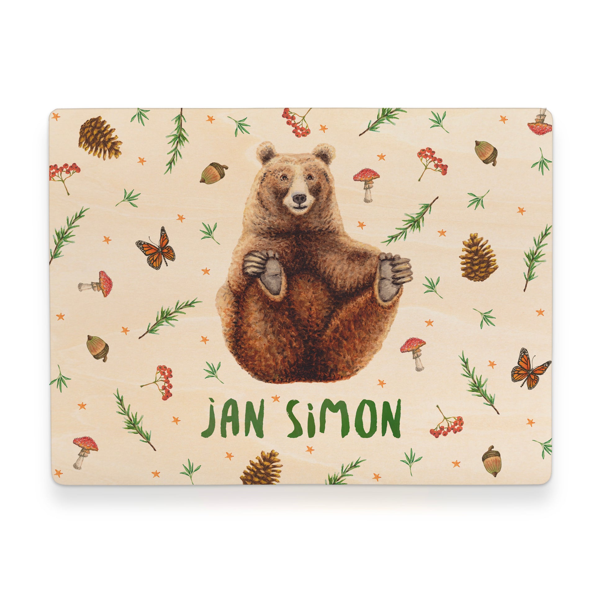 Memorybox met naam kraamcadeau speelgoedkist herinneringskist houten kist opberger kinderkamer kinderkamerinspiratie mies to go handgeschilderd dieren in aquarel baby beer jongen