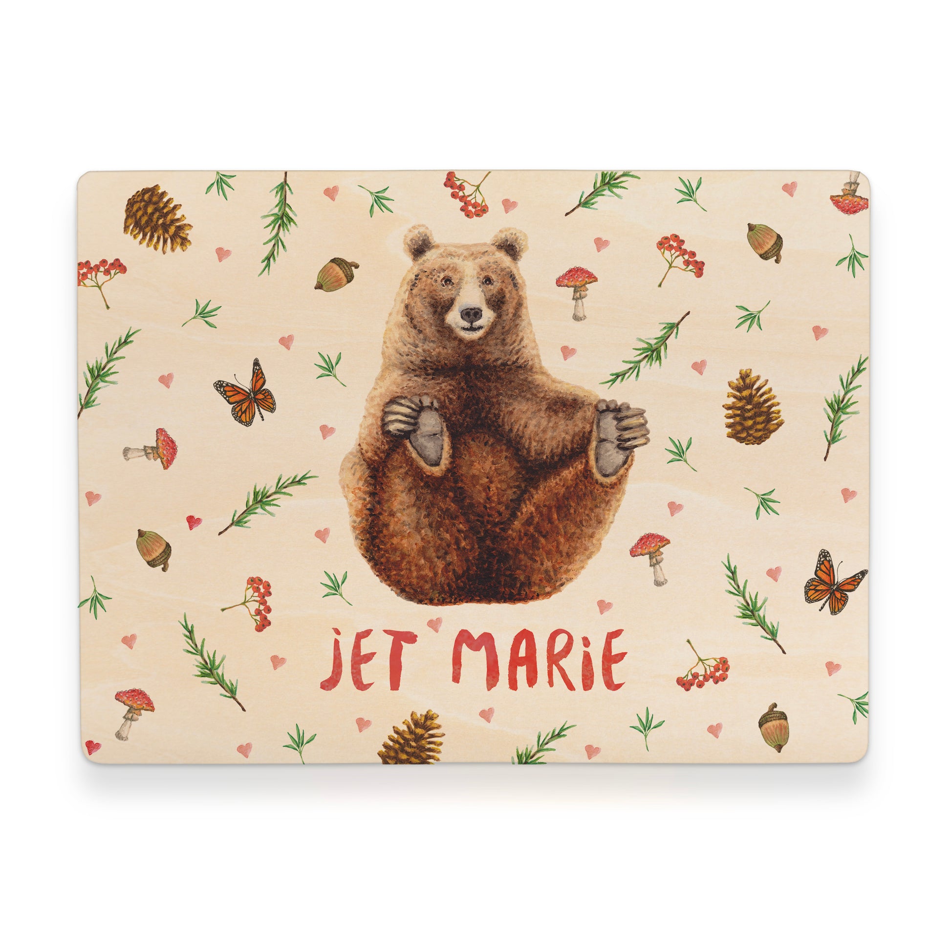 Memorybox met naam kraamcadeau speelgoedkist herinneringskist houten kist opberger kinderkamer kinderkamerinspiratie mies to go handgeschilderd dieren in aquarel baby beer meisje