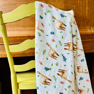 Baby muslin swaddle XL blanket alpaca - 120 cm
