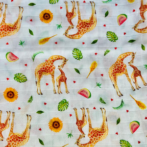 Baby muslin swaddle XL blanket giraffe - 120 cm