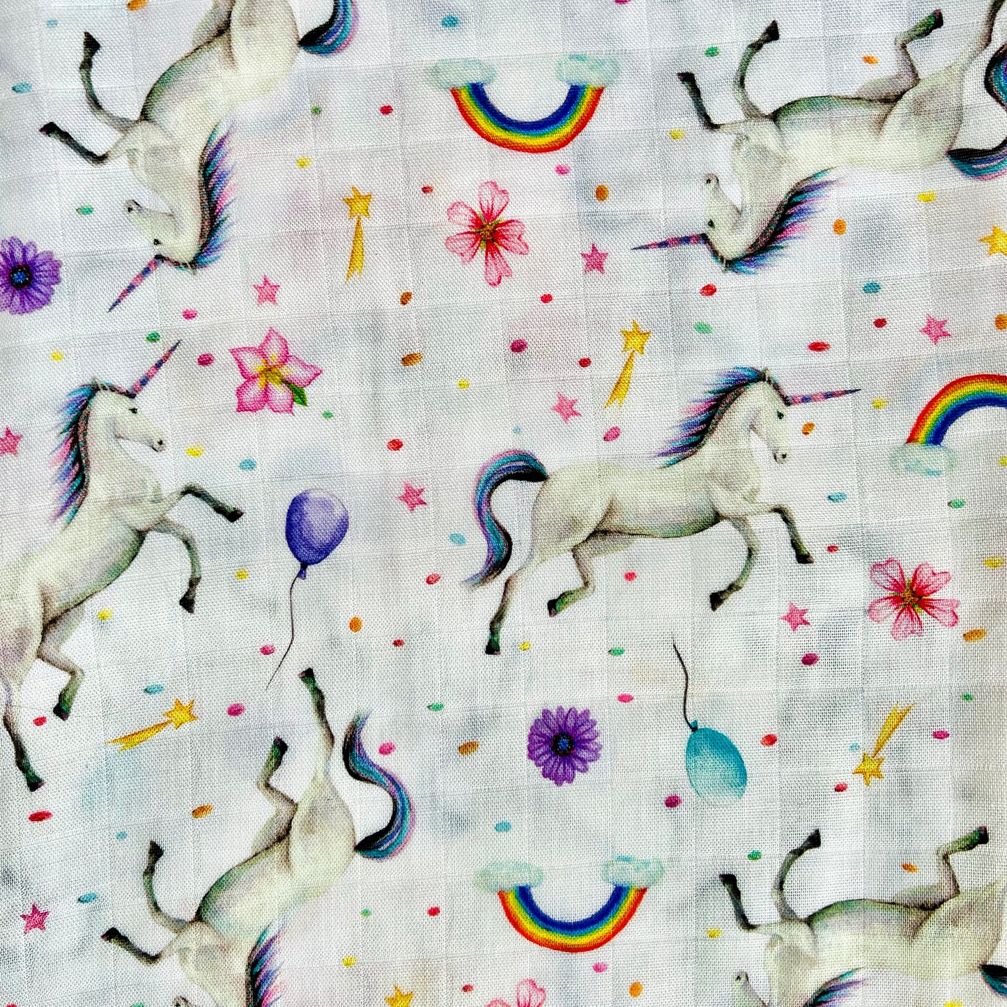 Baby Spucktücher Musselin Einhorn-Regenbogen-Print Medium - 2 Stück - 60x60cm groß