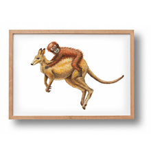 Afbeelding in Gallery-weergave laden, Poster kangaroe en aap - Art print
